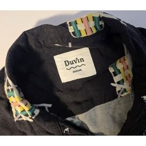 Duvin Mens Size Medium Short Sleeve Button Up Shirt‎ Lawn Chair All Over Print